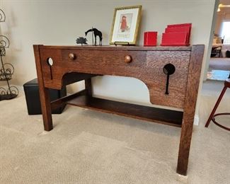 Arts & Crafts oak desk, as is