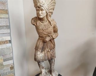 Full body Indian statue, cement composite, 39 inches tall                