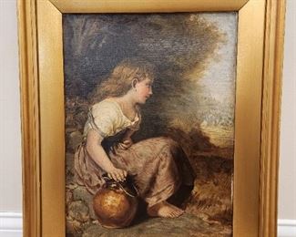 Antique framed oil painting of a young girl originally bought at Selkirk Galleries