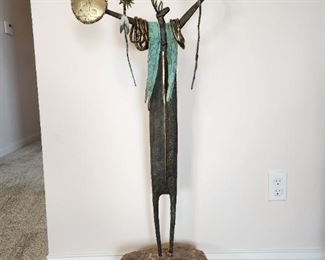 Bill Worrell (1936 - 2021) patinated bronze sculpture on stone base