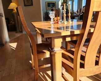 Dining table with two leaves and four chairs purchased at Gallery Augusta