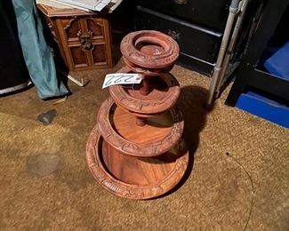 FOUR TIER CARVED WOODEN STAND 26" TALL