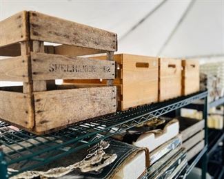 Many wood crates