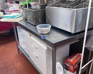 Commercial kitchen stainless shelving, deep fryer & more