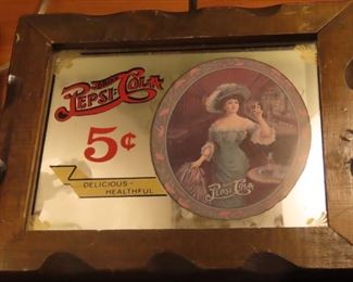 Vintage Pepsi Cola mirrored top musical jewelry box.
