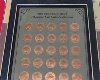 Franklin Mint Framed Antique Car Coin Collection.