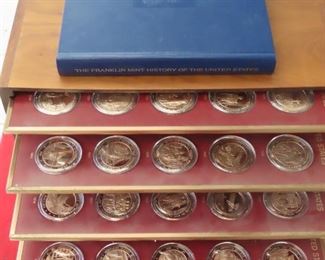 Franklin Mint History of the United States  Bronze coin collection in display box.