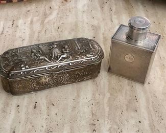 Sterling box and perfume bottle