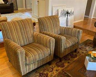 Room & Board striped arm chairs