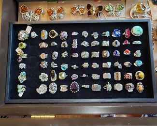 A new tray of vintage sterling silver rings, 50% off!