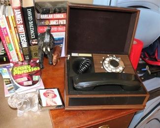 Vintage Telephone & Lenox Elephant Glass Paperweight Figurine 