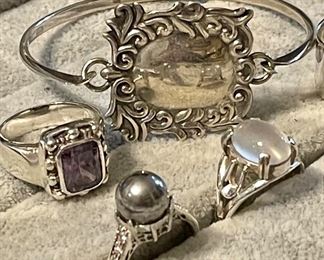 sterling silver rings and bracelets