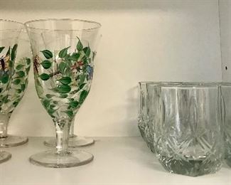Hand Painted Goblet and Juice Glasses 
