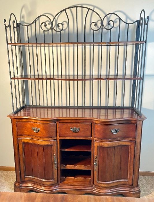 Mahogany Cabinet with Bakers Rack