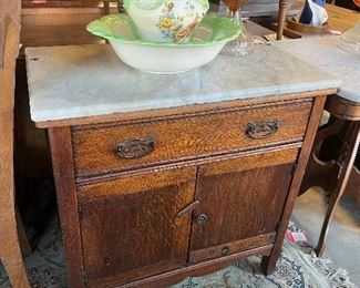 Marble-top wash stand.