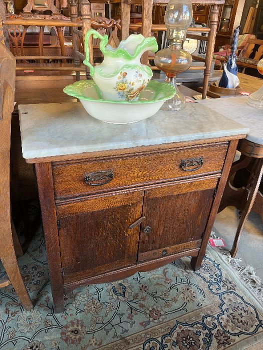 Marble-top wash stand.