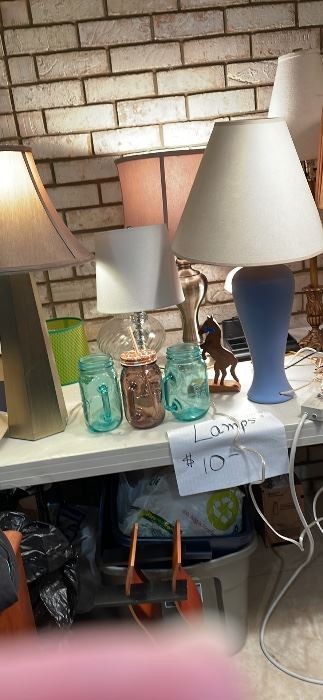table lamps $10 ea. Pioneer Womans qt mugs $4, 5