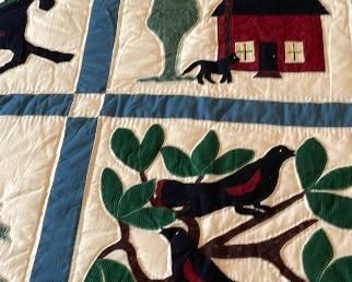 Full to Queen quilt 9 appliqued blocks $50