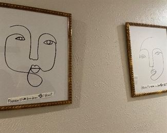 Framed line drawings in the style of Picasso $30 each