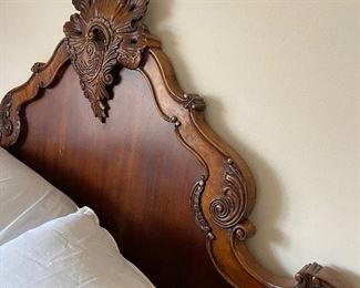 Full Bed with Antique wood carved headboard 