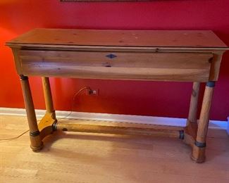 BUY IT NOW! $200 One-drawer high console table with knots, by Richard Honquest; measures  54"w x 18"d x 34"h