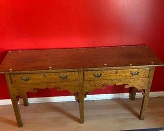 BUY IT NOW! $150 Antique 2-drawer console table;57.75w x 16"d 