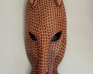 African Carved Tribal Leopard Mask