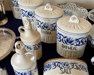 Blue & White canister set made in Czechoslavakia