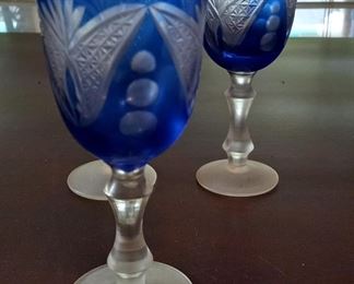 Etched Blue Glass Glasses