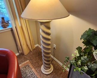 Two Vintage 1980's Michael Taylor style Spiral Standing Lamps