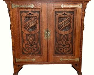 Spanish Colonial Style Solid Oak Cabinet
