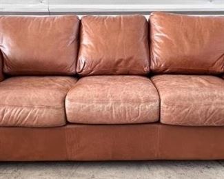 Legacy Leather Cognac Sofa w/ Stud Detail
