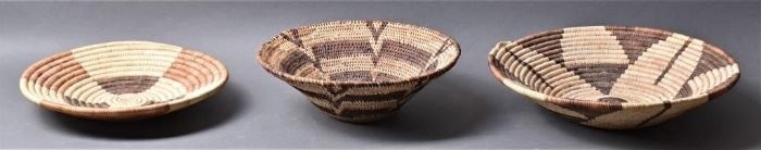 Hand Woven Navajo Ceremonial Baskets (3)
