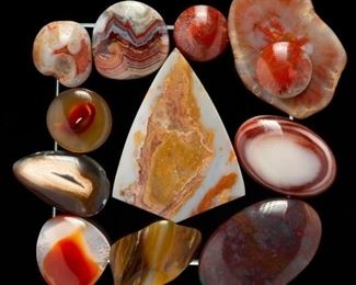 Red Horn Agates, Eye Agates, Crazy Lace Agates +
