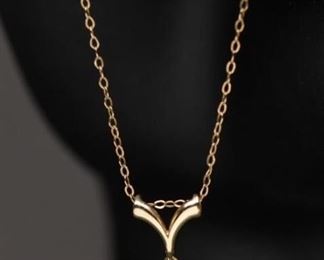 14k Yellow Gold & Pearl Necklace - 1.74g
