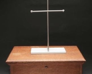 Solid Oak Wood Jewelry Box & Jewelry Stand (2)
