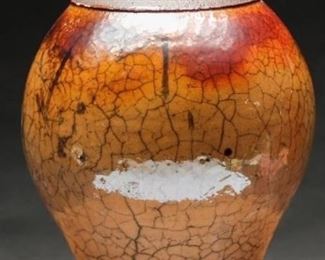 Signed Ivey Re-fired Raku Pottery Vase
