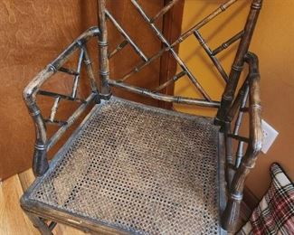 Two Cane Seat Bamboo Design Chairs 