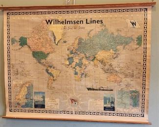 Wonderful Vintage Wilhelmsen Lines Ship Map