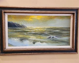 Original Ocean Scene by E. John Robinson...signed on front and back. 'November Shadows' - Robinson is in AskArt. 
