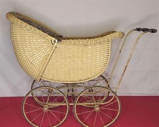 Antique Wicker Doll Carriage