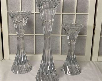 Heavy Glass Candle Holders Set