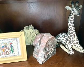 Petrified wood bookends, bookends, statues