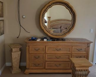 American Signature Dresser with marble top and large mirror