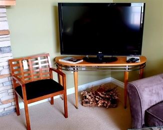 Steelcase "Terrazzo" Armchair, Large LG Tv and Ethan Allen Table