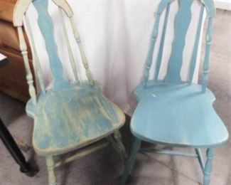 Shabby Chic Turquoise Chairs (2)