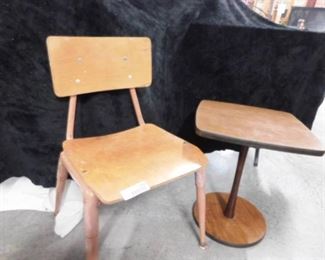 Vintage Wood & Metal Child School Chair