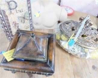 Vintage Metal Incense Burner & Coffee Table Items