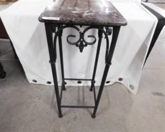 Wrought Iron & Marble Plant Stand.