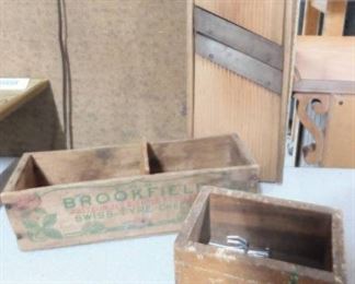 Vintage Wood Items, incl Cabbage Cutter
